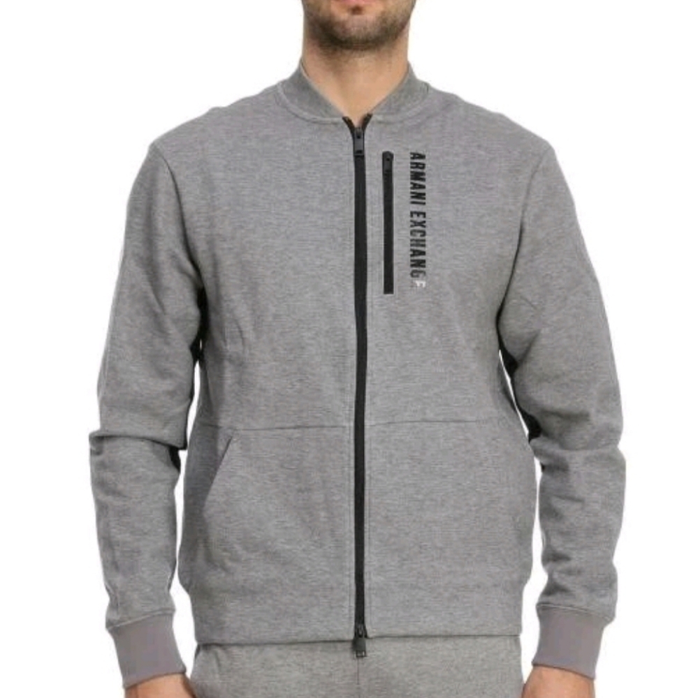Armani Exchange Men's Zip-Up Gray Sweatshirt